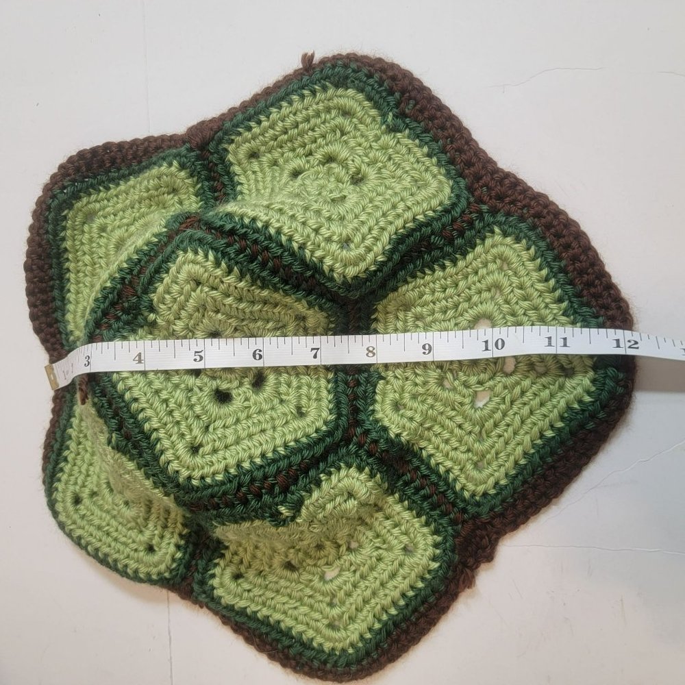 Crochett Turtle Costume, Newborn Baby,  Green w/Brown Trim, Hat & Cover - Picture 7 of 11